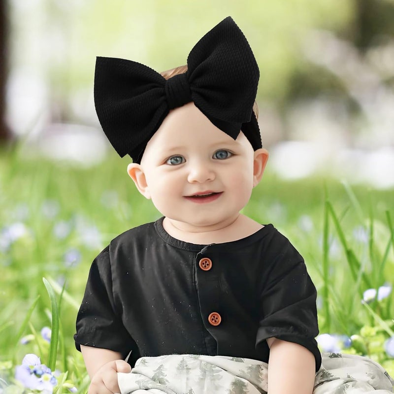ONENINEDREAM Super Durable Soft Knot Headbands with Hair Bows Infant Toddlers Kids Hair Accessories Red Black Headband for Newborn Baby Girls - Image 3